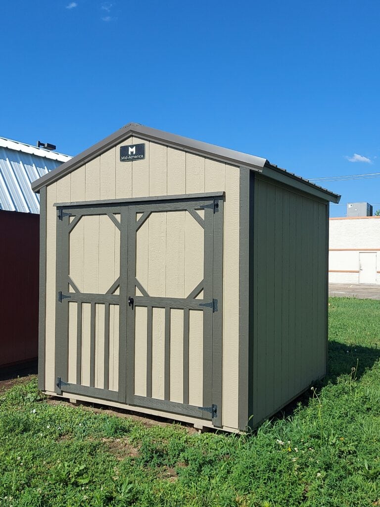 8x8 khaki and burnished slate utility shed